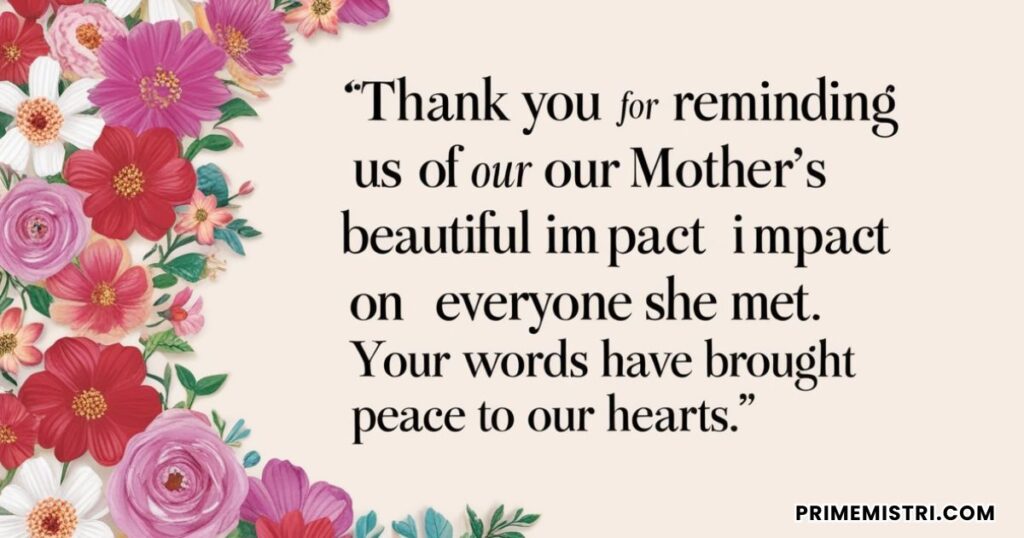 Thank You Message for Condolences on the Death of a Mother