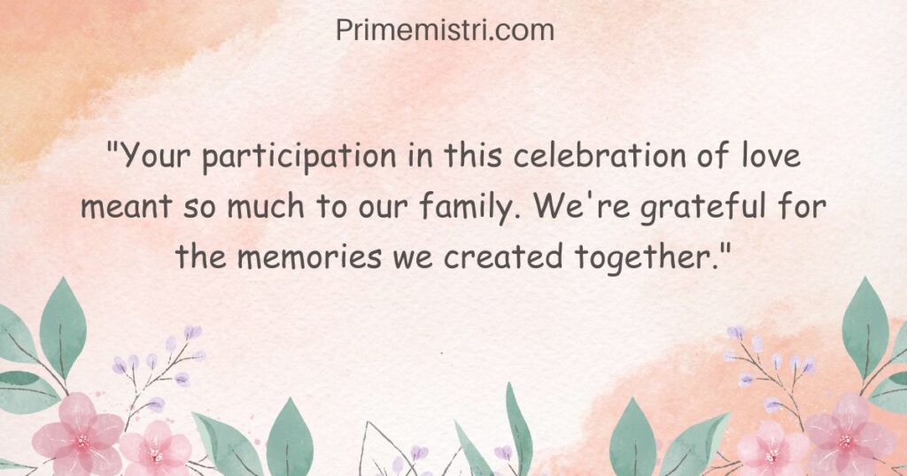 Thank You Message for Wedding Guests from Parents