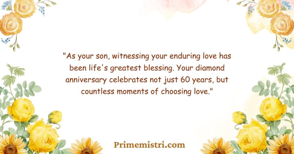 60th Wedding Anniversary Messages for Parents from Son