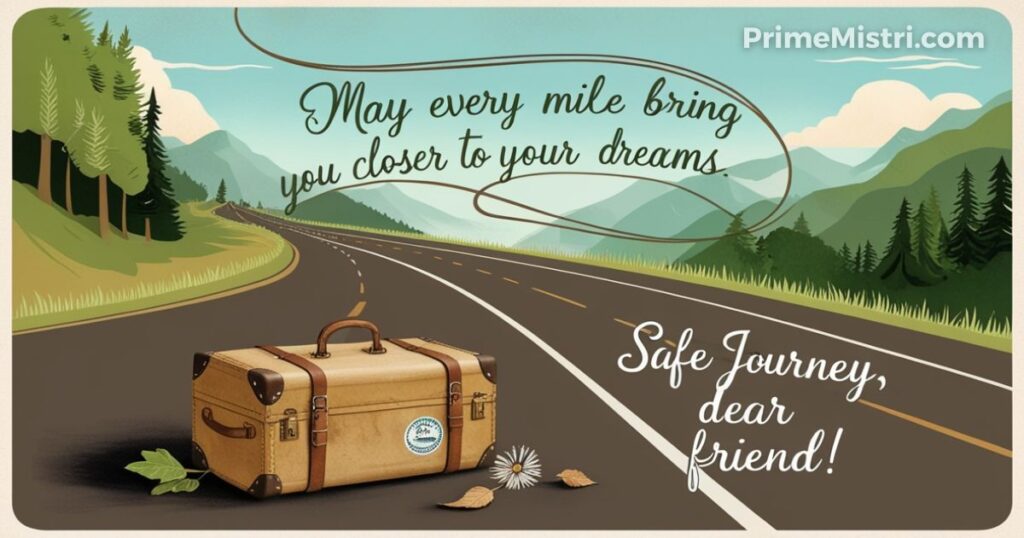 Crafting Meaningful Journey Messages: "May every mile bring you closer to your dreams. Safe journey, dear friend!"