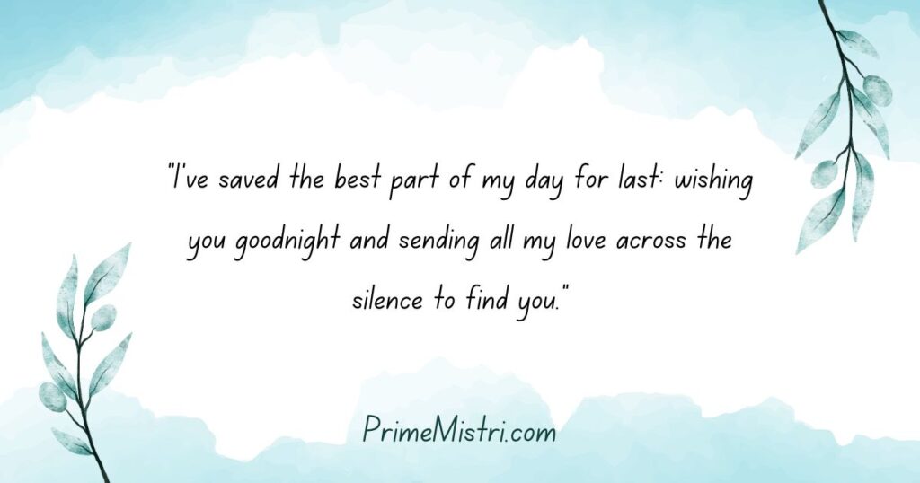 "I've saved the best part of my day for last: wishing you goodnight and sending all my love across the silence to find you."